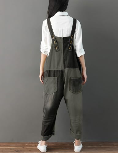 Women's Loose Baggy Denim Wide Leg Drop Crotch Jumpsuit Rompers Overalls
