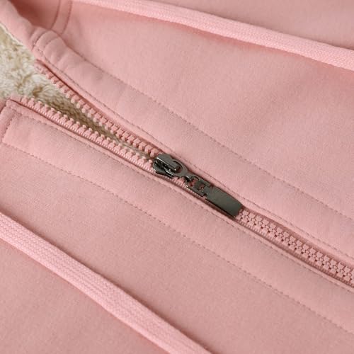 Women's Casual Full Zip Up Sherpa Lined Hoodie Sweatshirt Jacket Coat
