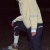 Womens Windbreaker Jacket Outdoors Hiking Reflective Striping Hooded Half Zip Pullover Contrast Pocketed Outerwear
