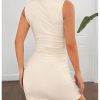 Women's Summer Casual Mock Neck Sleeveless Bodycon Going Out Mini Tank Dress