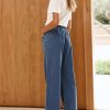 Women Wide Leg Jeans Casual Loose Fit High Elastic Waist Denim Pants with Pockets