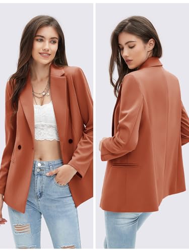 Women's Business Casual Blazers Lightweight Long Sleeve Knit Lapel Loose Fit Work Office Suit Jackets with Pocket 2025