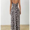 Women's Leopard Bodycon Cami Dress Cowl Neck Backless Long Maxi Dress Party Clubwear