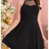 Girl's Halter Neck Sleeveless Mesh A Line Flared Flowy Elegant Short Party Dress