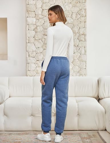 Womens Sherpa Lined Sweatpants Winter Warm Fleece Joggers Casual Lounge Pants