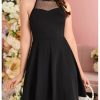 Girl's Halter Neck Sleeveless Mesh A Line Flared Flowy Elegant Short Party Dress