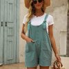 Women's Casual Summer Cotton Linen Rompers Overalls Jumpsuit Shorts