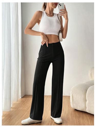 Women's Straight Leg Dress Pants High Waisted Slacks Casual Work Office Pants Trousers