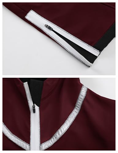 Womens Windbreaker Jacket Outdoors Hiking Reflective Striping Hooded Half Zip Pullover Contrast Pocketed Outerwear