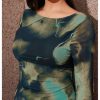 Women's Plus Size Sexy Backless Tie Dye Mesh Dress Bell Sleeve Flared Y2k Mini Dress