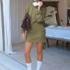 Women 2 Piece Sets Cotton Sweatsuits Fall Hooded Sweatshirt Cargo Skort Skirt Stretchy Tracksuit Casual Tennis Pockets