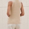 Women Halter Cross Over Collar Tank Knit Sleeveless Top Solid Color Casual Summer Blouse