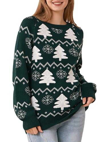 EXLURA Patterns Reindeer Ugly Christmas Sweater Jumper Pullover Tops