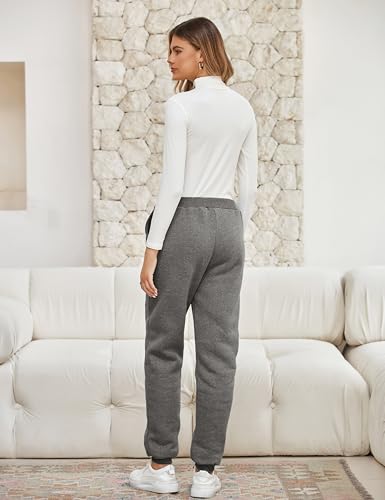 Womens Sherpa Lined Sweatpants Winter Warm Fleece Joggers Casual Lounge Pants