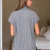 Women's Turtleneck Sleeveless Sweater Vest Casual Short Cap Sleeve Knit Pullover Tank Tops 2025 Fashion Fall Clothes