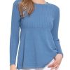 Pullover Sweaters for Women Long Sleeve Crew Neck Casual Loose Fit Stretchy Knit Sweater Elegant Peplum Tops 2025