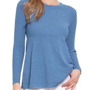 Pullover Sweaters for Women Long Sleeve Crew Neck Casual Loose Fit Stretchy Knit Sweater Elegant Peplum Tops 2025