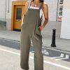 Women Summer Sleeveless Cotton Linen Bib Overalls Tulip Baggy Capri Jumpsuits with Pockets