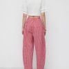 Women Wide Leg Pants Casual Striped Cotton Mid Rise Drawstring Palazzo Trousers with Pockets