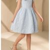 Girl's Flower Girl Dress Bow Sleeveless Fit and Flare A Line Party Wedding Jacuqard Dress