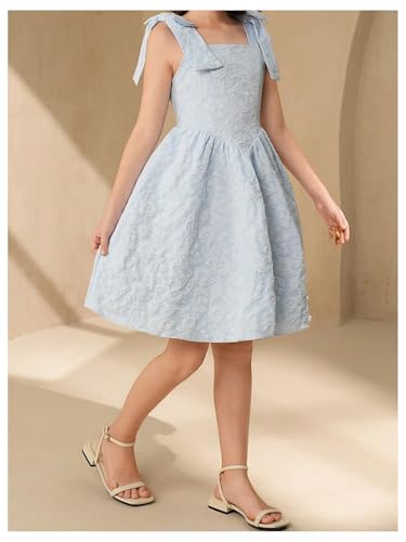 Girl's Flower Girl Dress Bow Sleeveless Fit and Flare A Line Party Wedding Jacuqard Dress