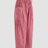 Women Wide Leg Pants Casual Striped Cotton Mid Rise Drawstring Palazzo Trousers with Pockets
