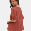 Women's Summer Tops Dressy Casual Short Lantern Sleeve Shirts Crew Neck Hollow Out Lace Embroidered Blouses Shirts