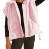 Women's Fleece Vest Casual Sleeveless Button Down Winter Warm Sherpa Jacket with Pockets