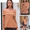 Womens Long Sleeve Off Shoulder Shirts Fall Loose Casual Oversized Going Out Tops Outfits 2025 Trendy Clothes