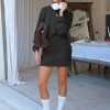 Women 2 Piece Sets Cotton Sweatsuits Fall Hooded Sweatshirt Cargo Skort Skirt Stretchy Tracksuit Casual Tennis Pockets