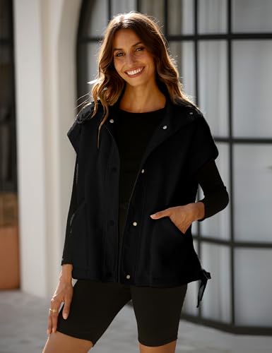 Women's Fleece Vest Casual Sleeveless Button Down Winter Warm Sherpa Jacket with Pockets