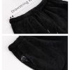 Womens Fleece Pajama Pants Warm Fuzzy Cozy Mens Sleep Bottoms With Pockets(-Black-M)