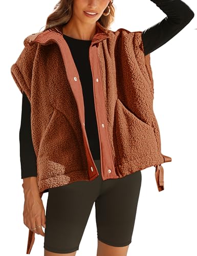 41ZYAO8beCL.jpg Women's Fleece Vest Casual Sleeveless Button Down Winter Warm Sherpa Jacket with Pockets