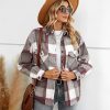 Women's Warm Sherpa Lined Fleece Plaid Flannel Shirt Jacket Button Down Fuzzy Shacket