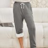Womens Sherpa Lined Sweatpants Winter Warm Fleece Joggers Casual Lounge Pants