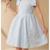 Girl's Flower Girl Dress Bow Sleeveless Fit and Flare A Line Party Wedding Jacuqard Dress