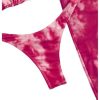 Women's 3 Piece Triangle Thong Swimsuit Tie Dye Bikini Set with Thigh Slit Cover Up Dress
