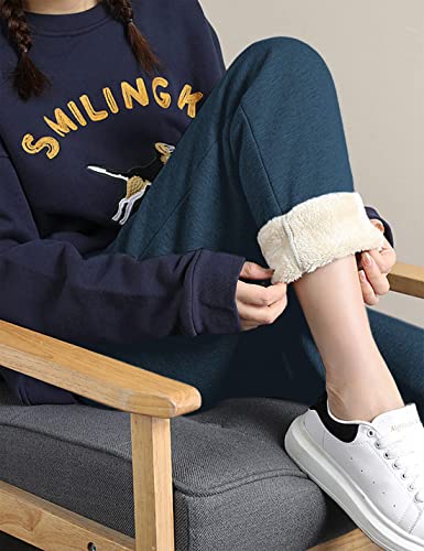 Women's Warm Sherpa Lined Athletic Sweatpants Jogger Fleece Pants