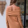 Womens Long Sleeve Off Shoulder Shirts Fall Loose Casual Oversized Going Out Tops Outfits 2025 Trendy Clothes