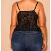 Women's Plus Size Sexy Open Front Lace Up Sheer Mesh Ruffle Trim Y2k Top Camisole Tank
