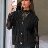 Women's Fall Fashion Sweaters Vest Tops Sleeveless Button Down V Neck Chunky Cable Knit Cardigan Trendy Outfits 2025