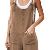 Women's Casual Summer Cotton Linen Rompers Overalls Jumpsuit Shorts