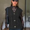 Women's Fall Fashion Sweaters Vest Tops Sleeveless Button Down V Neck Chunky Cable Knit Cardigan Trendy Outfits 2025