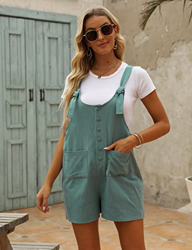 Women's Casual Summer Cotton Linen Rompers Overalls Jumpsuit Shorts