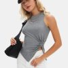 Women's Summer Sleeveless High Neck Tank Tops Sexy Twist Knot Asymmetrical Hem Shirts Going Out Top 2025