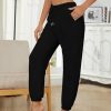 Womens Fleece Pajama Pants Warm Fuzzy Cozy Mens Sleep Bottoms With Pockets(-Black-M)