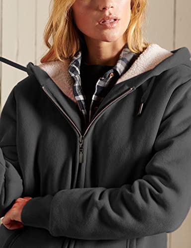 Women's Casual Full Zip Up Sherpa Lined Hoodie Sweatshirt Jacket Coat