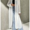 Women's Sheer Button Down Long Sleeve Maxi Shirt Kimono Dress Lightweight Summer Coverups