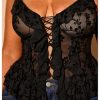 Women's Plus Size Sexy Open Front Lace Up Sheer Mesh Ruffle Trim Y2k Top Camisole Tank