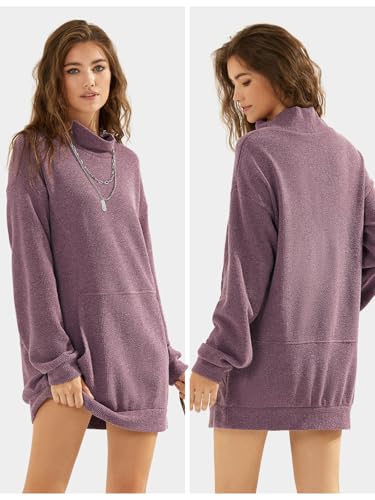 Womens Casual Oversized Long Sleeve Sweater Dress with Pocket Loose Fit Knit Fall Winter Long Pullover Sweater Tunic